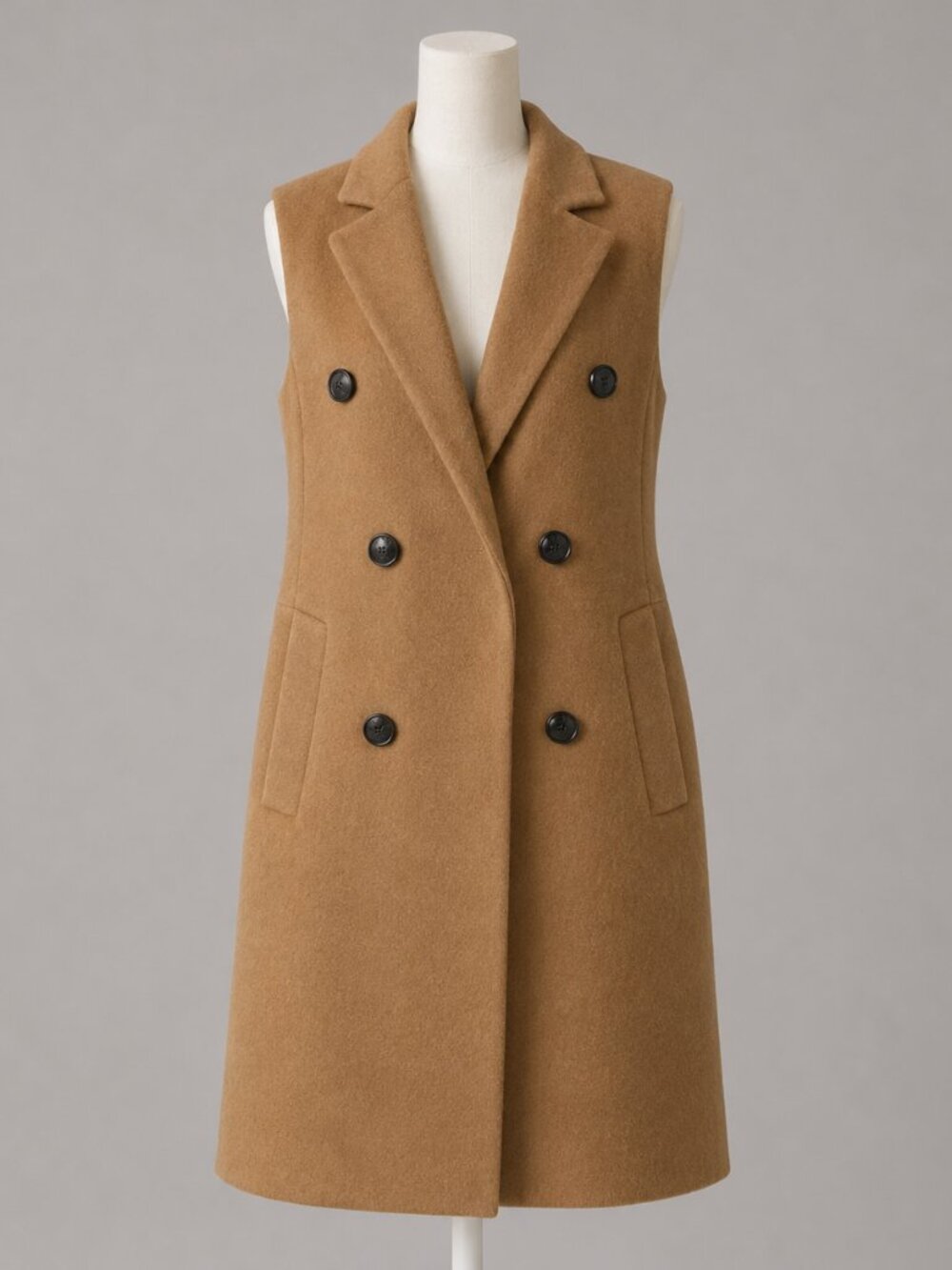 Rag & Bone Faye Longline Wool Vest Camel Double Breasted Size 00